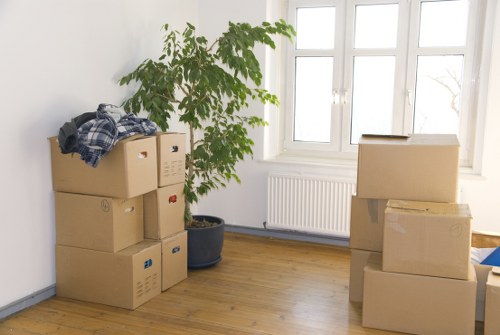 Furniture and boxes prepared for a flat move in Finchley