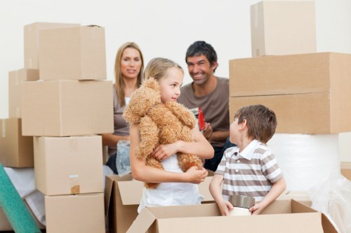 Packed boxes and furniture ready for a Finchley house move